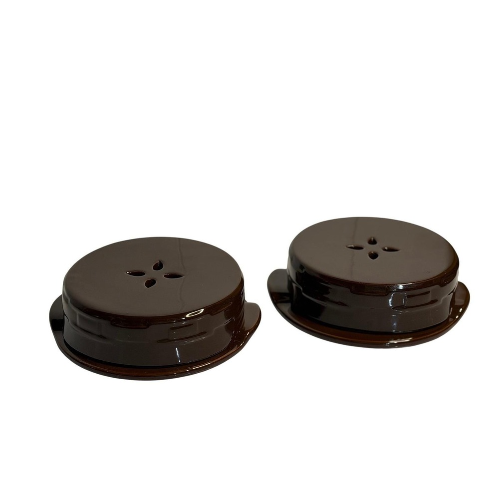 VTG Longaberger Woven Traditions Chocolate Brown Brie Cheese Baker Ceramic‎ Set